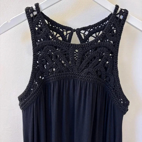 LOFT Black Dress with Knit Crochet Bodice, Sz S. - Picture 3 of 8